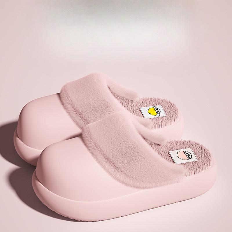 

Plush Shoes for Women, Anti-slip and Warm, Thick-soled Cotton Slippers for Indoor Use Fits 35-36 рожевий