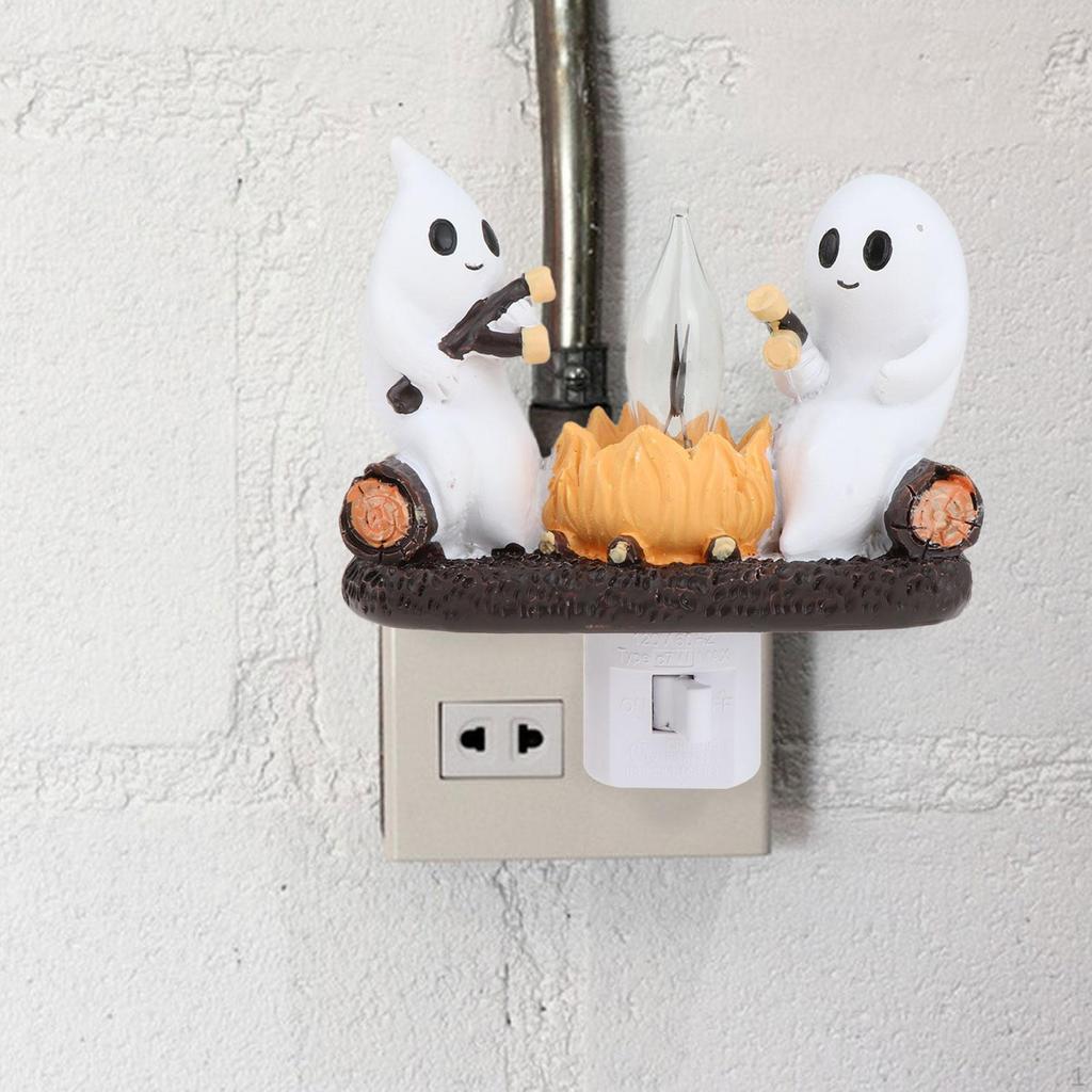 Spirit Campfire Flickering Night Light Decorative LED for Indoor Bedroom Home Black