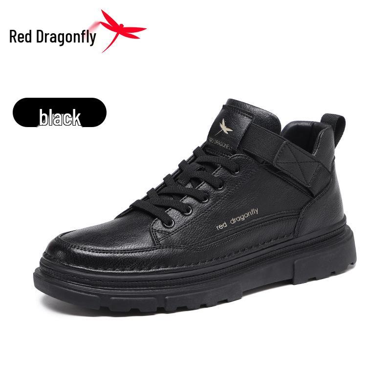 Red Dragonfly Men s High-Top Outdoor Work Boots, Autumn 2025, British Style Non-Slip Wear-Resistant Casual Shoes 44 чёрный