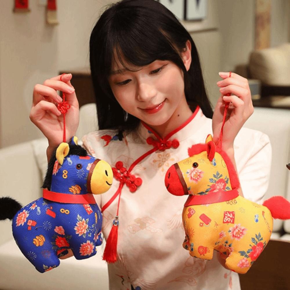 Mascot Dolls Plush Horse Doll Pendant Cute Cartoon Steed Doll Zodiac Pony Figurine Birthday Gift