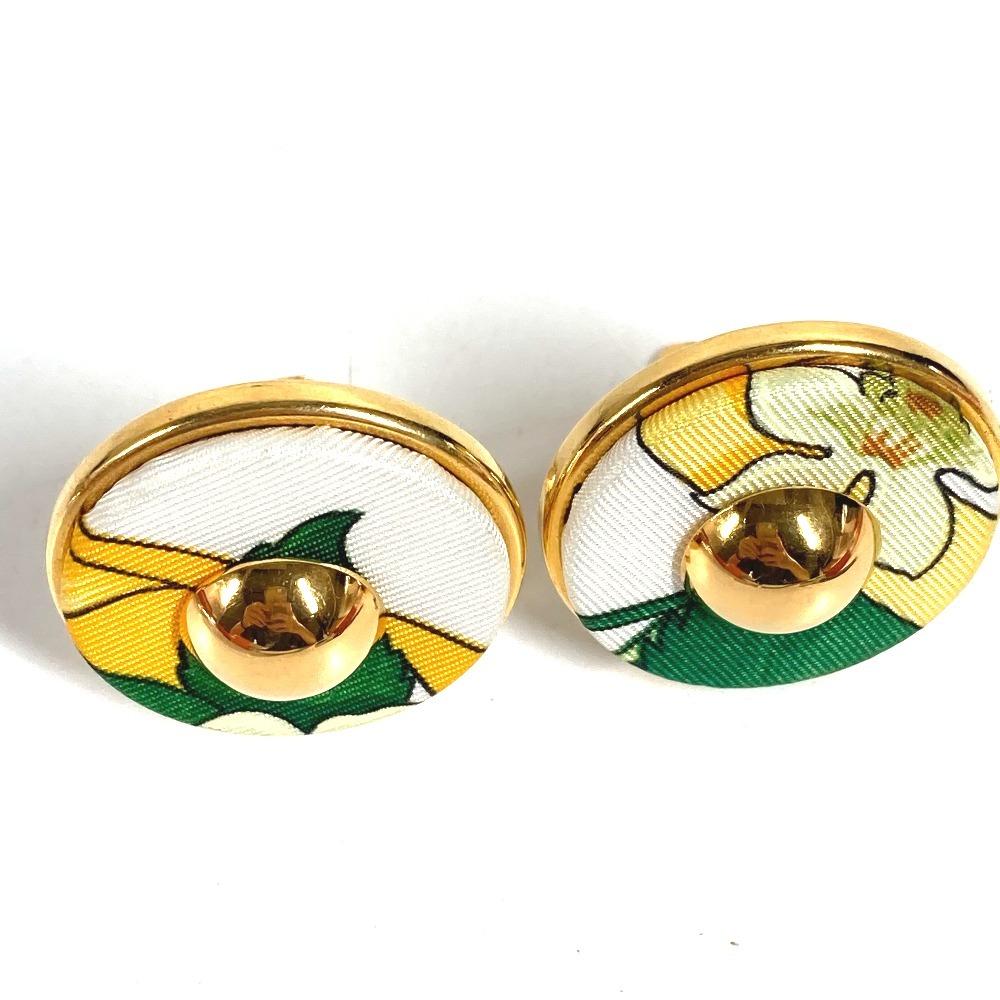 Hermes Vintage All-over Print Round Logo Accessory Jewelry Earrings