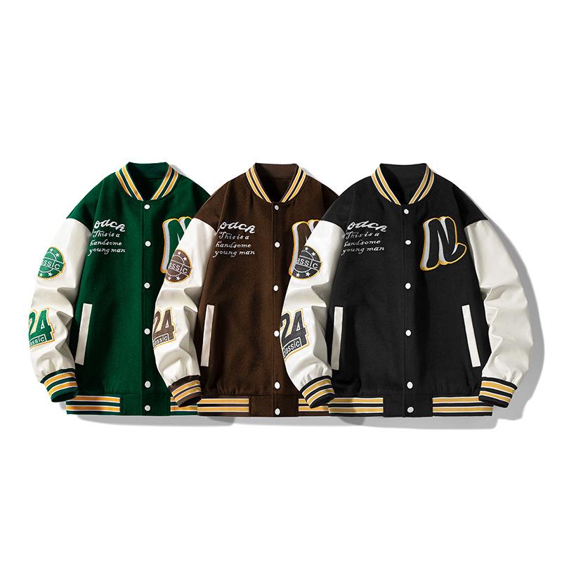 2026 Men's Trendy American Style Autumn Stand Collar Baseball Jacket for Teens