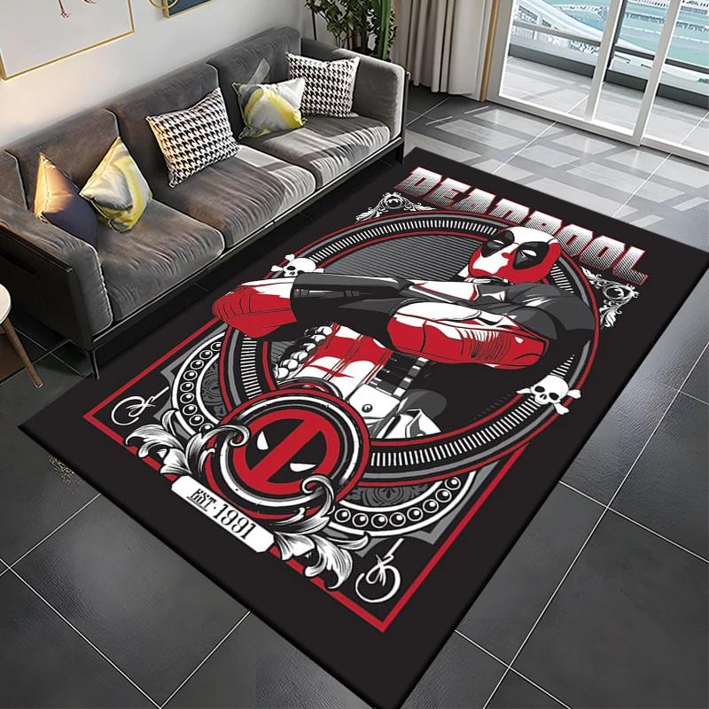 Marvel Spider Man Area Rug Cartoon Anime Deadpool 3D Carpet for Living Room Kitchen Bedroom Decor Floor Non Slip Mat Gift