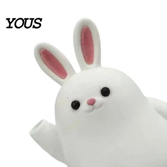 Rabbit Shape Vase 3D Printed Ornament, White Bunny Flower Holder Matte Container, Animal Desktop Decoration for Home Office Ornament