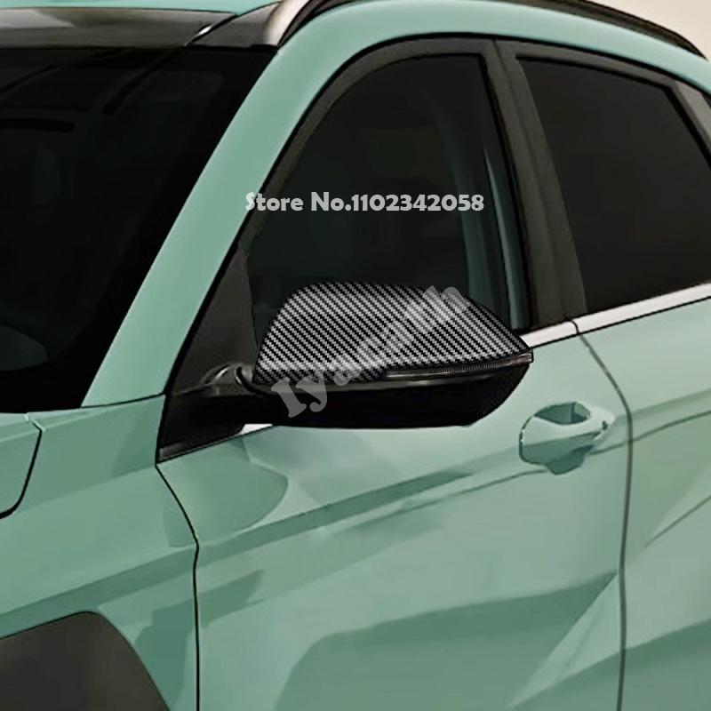 For Hyundai KONA 2024 2025 ABS Carbonfiber Door Side Wing Rearview Mirror Cover Mirror Anti-Rub Protect Cover Strip Trim Sticker