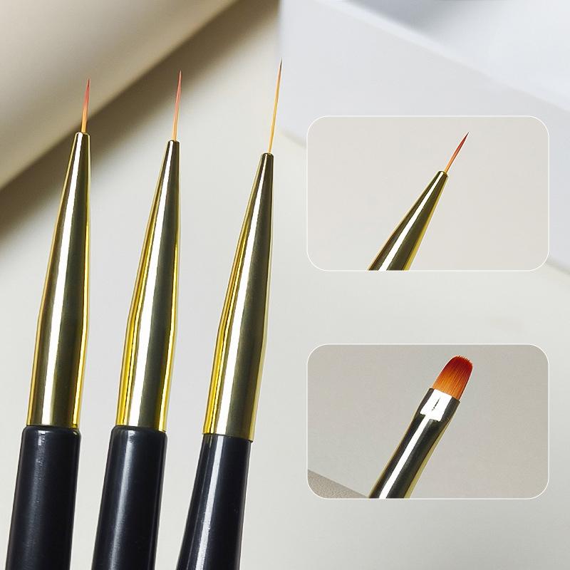 3 Piece French Stripe Manicure Liner Brush Set Tip Ultra Fine Line Drawing Pen Double Ended Gel Paint Brushes Manicure Tools