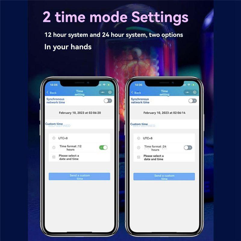 AEE4-LED Nixie Tube Clock IPS Color Screen Digital Clock DIY Analog Digital Tube Wifi Time Desktop Desktop Digital Clock