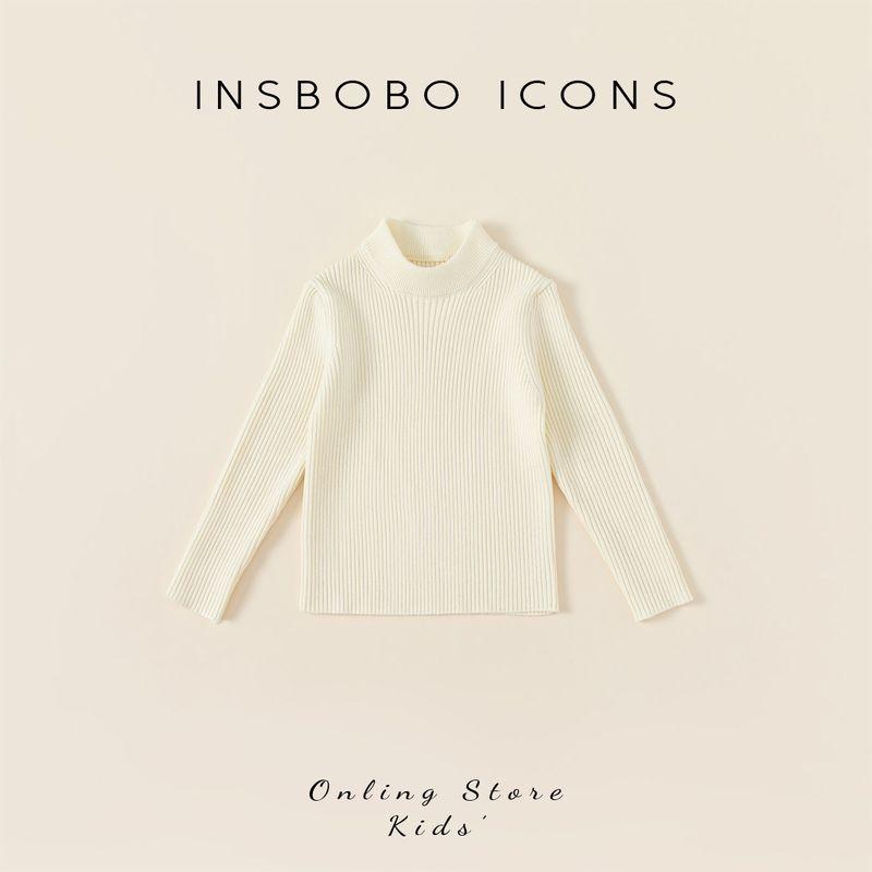 Insbobo Однотонная водолазка Базовая рубашка Свитер для девочки Rice White 100