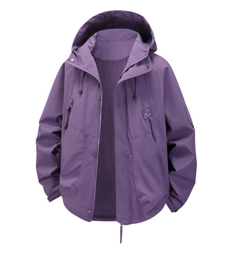 

2025 Autumn/Winter Unisex Windproof Hooded Casual Jacket - Trendy Outdoor Sportswear L фіолетовий