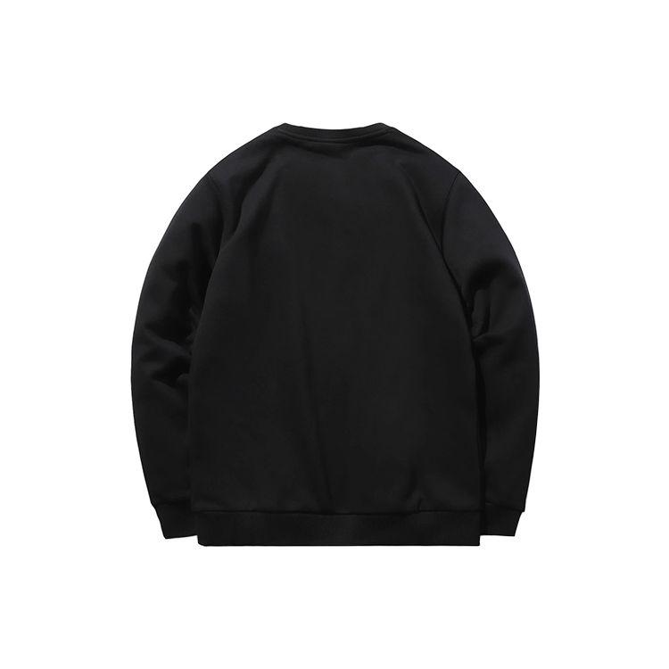 Lining Sports Fashion Series Logo Embossed Fleece Pullover Sweatshirt Unisex Tops Black AWDPD19-12