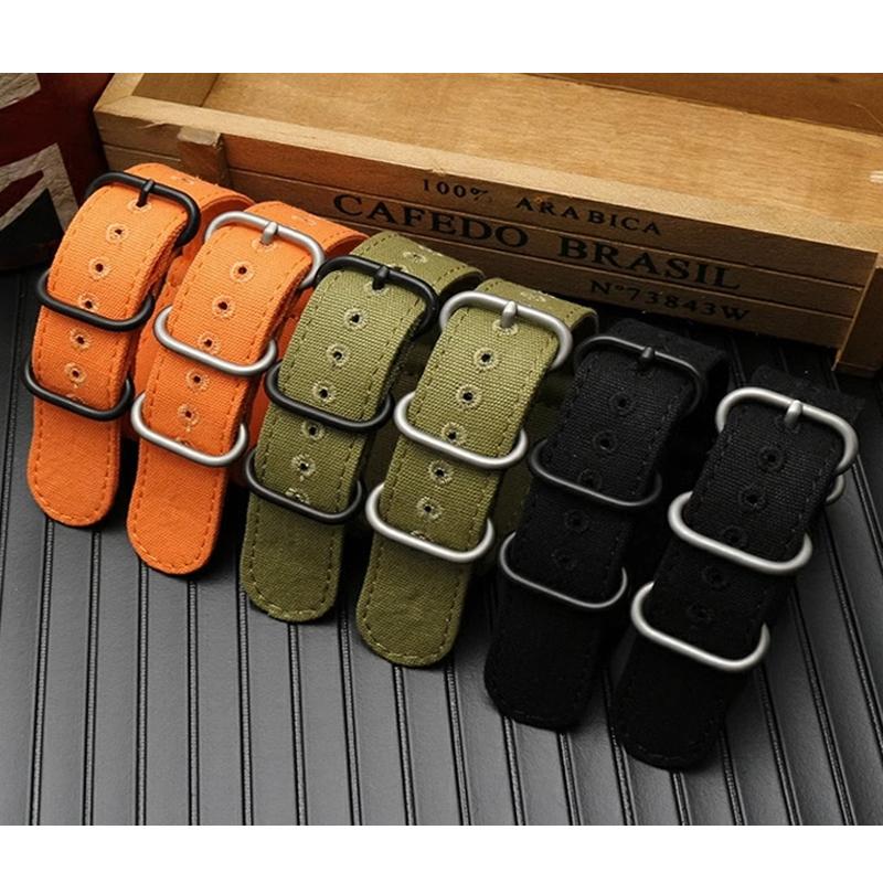 Classic Thickened Canvas Strap 20mm 22mm 24mm 26mm Rugged Nylon Military Straps Retro Watchband Braid Ballistic Fabric Bands for Tudor