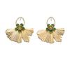 Fresh Green Drip Oil Flower Fan Stud Earrings