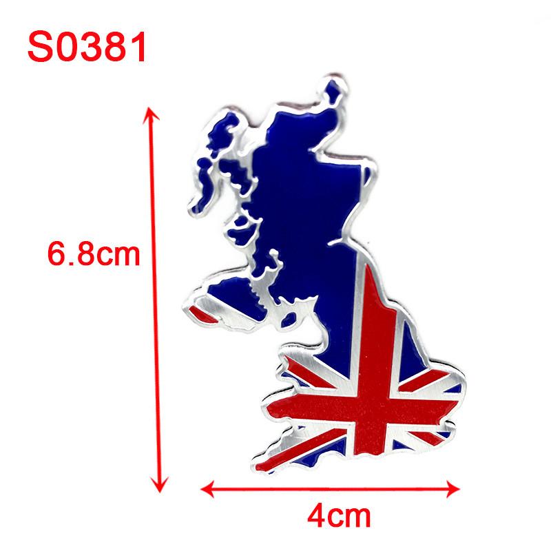 Aluminium Alloy Silver GB England UK Flag Union Jack Shield Emblem Badge Decal Sticker for Lotus MG Ford Skoda VW OPEL