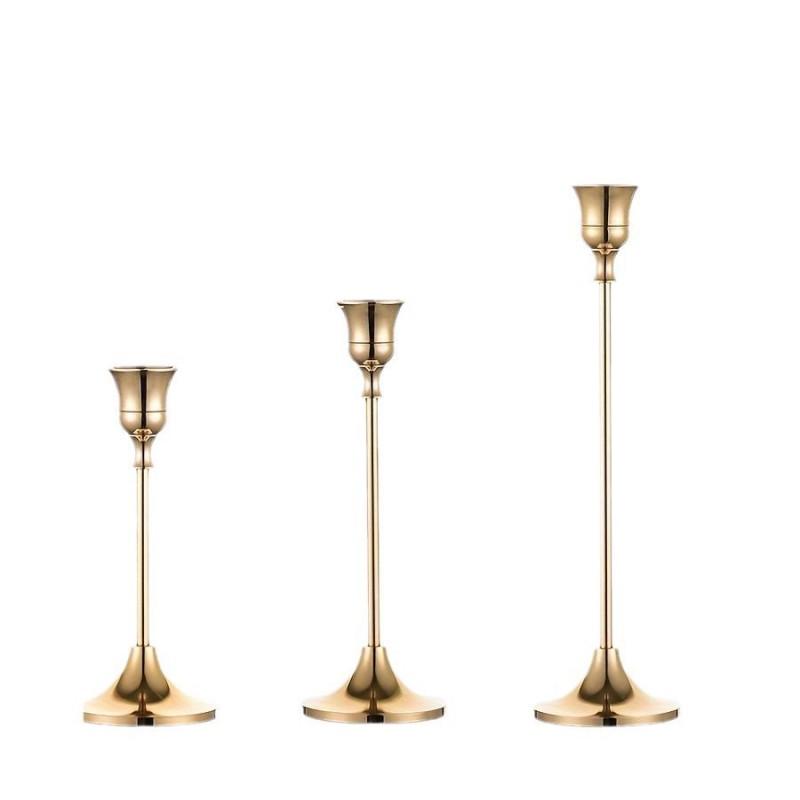 Elegant Vintage Brass Candle Holder Set Romantic Dinner Wedding Decor Home Table Centerpiece