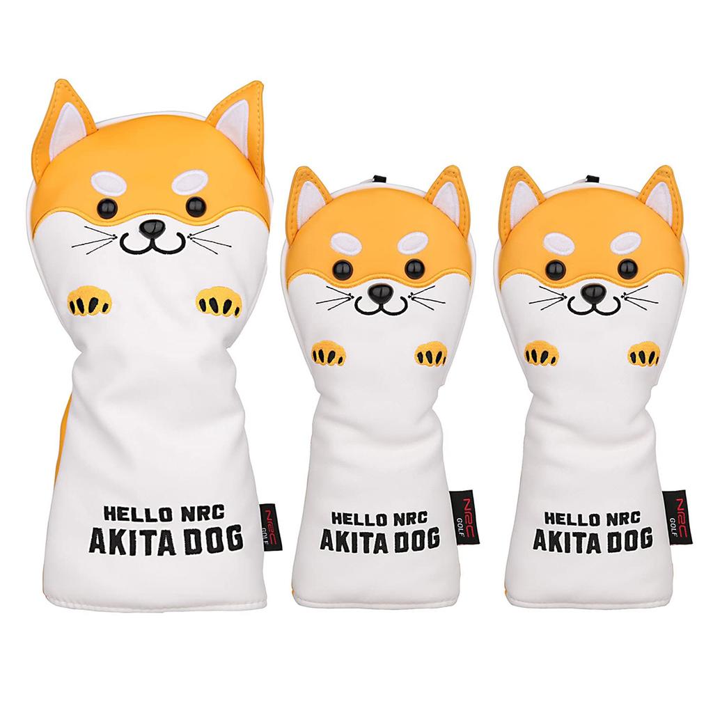 Golf Headcover Head Cover for Driver DR 440cc 460cc Coverfor Wood FWutility UT Moe Akita Inu Sold Individually As 1 pieceSet of 3 Yellow (for Driver