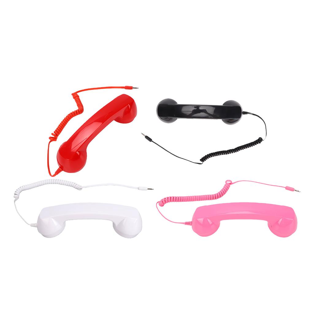 3.5mm Retro Phone Handset Vintage Wired Plug in Handheld Cell Phone Receiver with Microphone Speaker for Video Calls