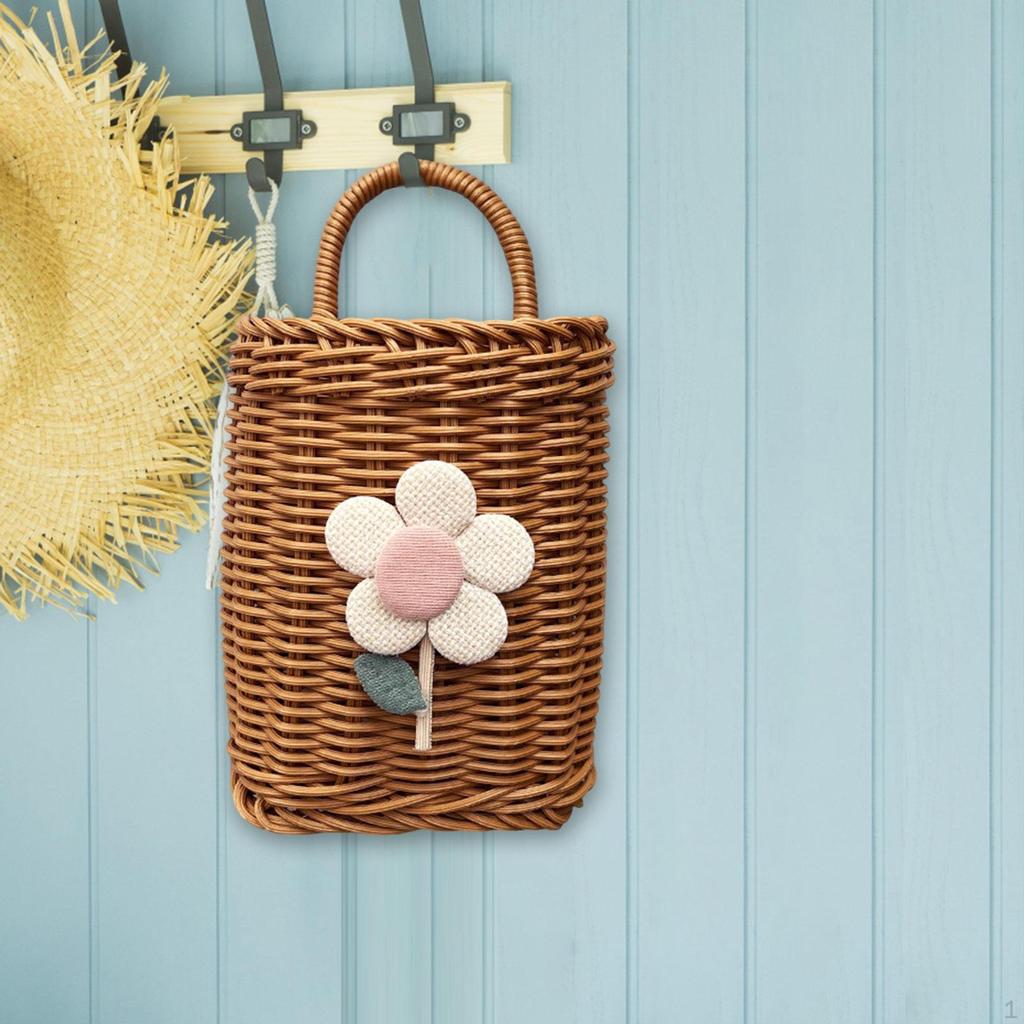 Hanging Basket Wall Mounted Storage Woven Sundries Multifunction Decorative Hand