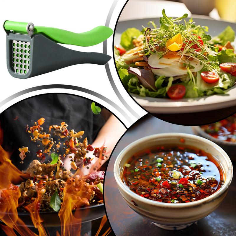 Stainless Steel Garlic Press Manual Potato Crush Chopper Multifunctional Hand Held Detachable Garlic Press Kitchen Gadget For