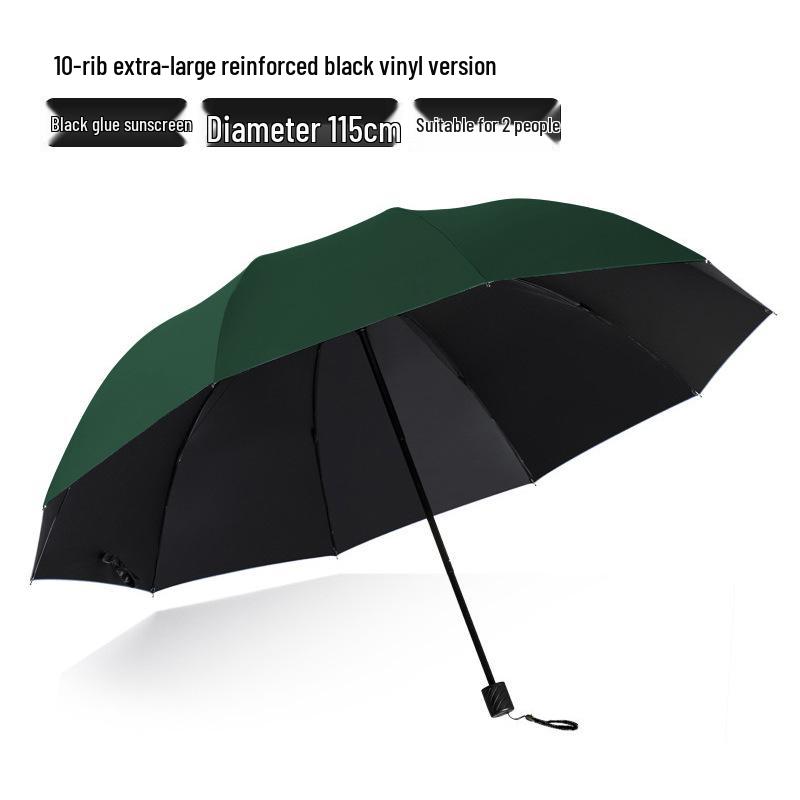 Large Dual-Purpose Sun and Rain Umbrella for 2-3 People, Reinforced Three-Fold Design with Printed Logo
