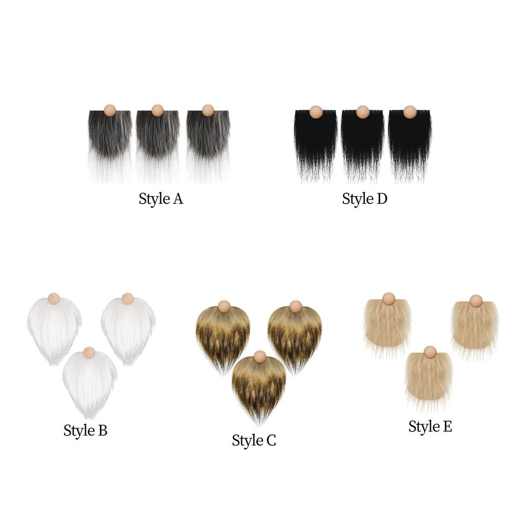 3Pcs Gnome Beards Wooden Balls Faux Fur Dwarf Beard Wood Gnome Nose DIY Crafts Supplies Gnome Beard Craft Fur for Party Decor