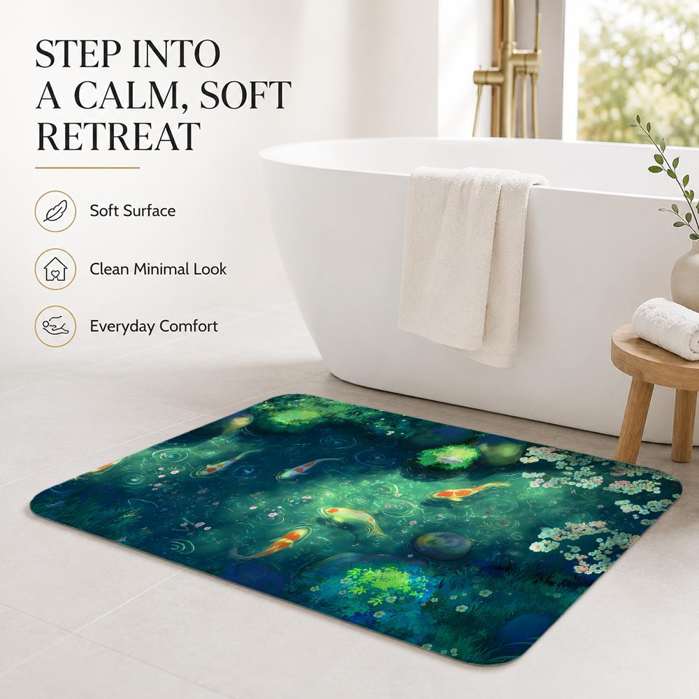 Koi Fish Anime Floor Mat Cozy Minimalist Flannel Area Rug Anti-Slip Washable Bedroom Living Room Decor