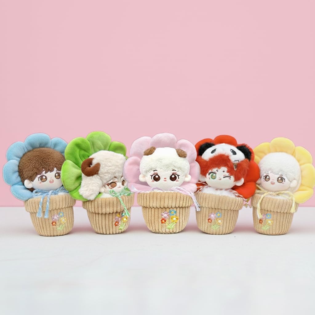 Flower-shaped Head Dress and Flower Pot Set for a 10cm Plush Toy, Pink. Perfect for Kigurumi, Otaku, and Mascot Costumes. [Used]