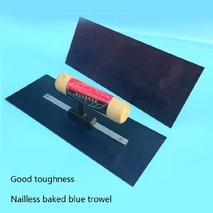 Durable Plastering Trowel Blue Carbon Steel Wood Handle 24x10cm/9.45x3.94'' Tool