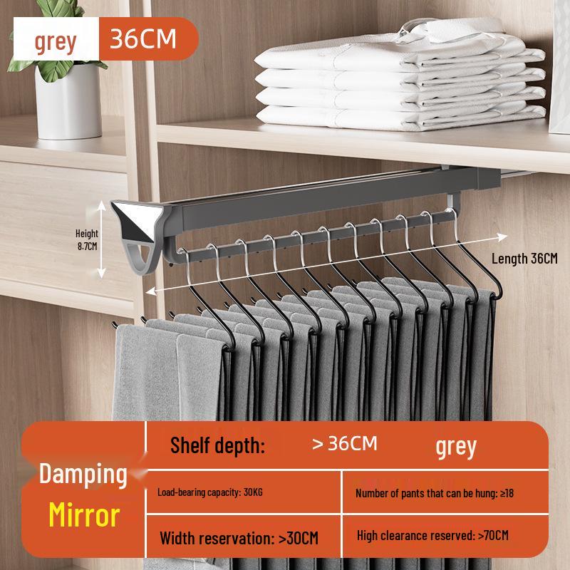 Telescopic Wardrobe Pants Rack with Buffer Drawer Slide & Hanging Rod