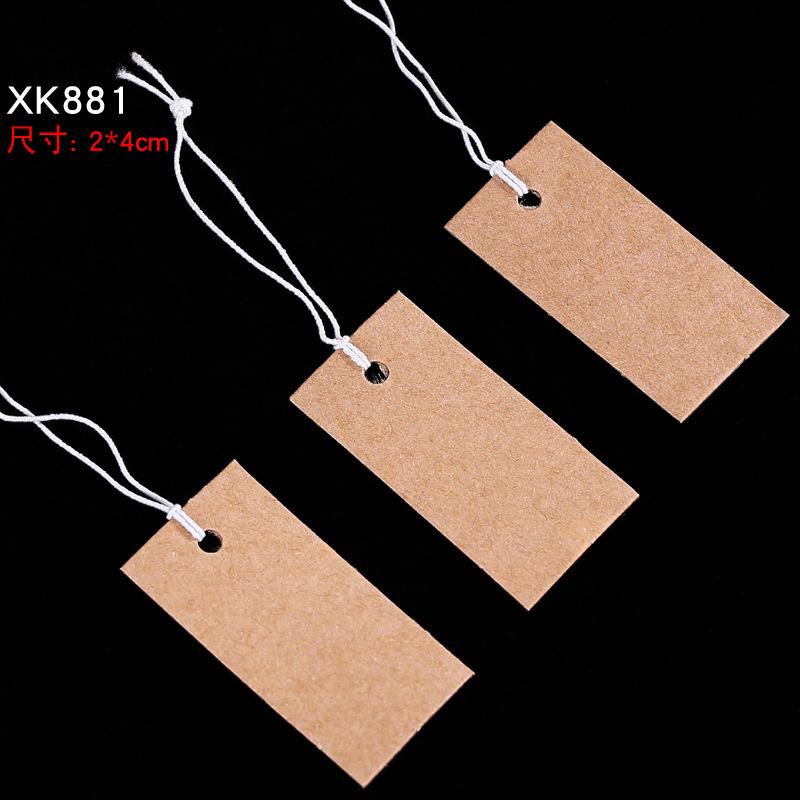 100pcs Jewelry and jewelry small tags DIY blank hanging rope small hang tags cowhide elastic thread hanging tags price tag