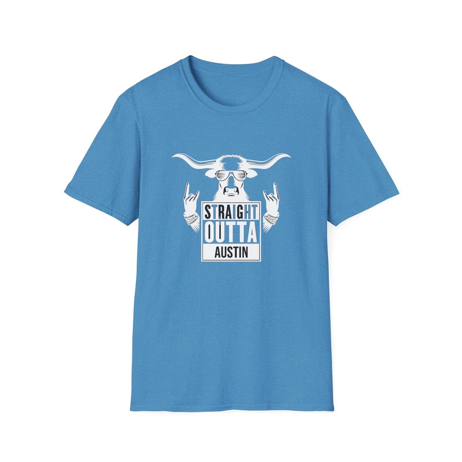 Funny Straight Outta Austin Softstyle T-Shirt, Music Tee, Festival XL