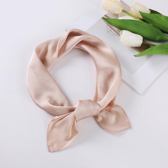 Cachecol de Verão Feminino Cor Sólida Liso Sedoso Protetor Solar Formato Quadrado Decoração de Pescoço Anti-UV Casual Proteção de Pescoço Envoltório de Cabeça Acessório de Roupa