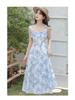 Vintage Floral Two-piece Dress Women 2026 Summer Elegant Long Strap Dress Female Korean Style Beach Evening Party Fairy Dresses