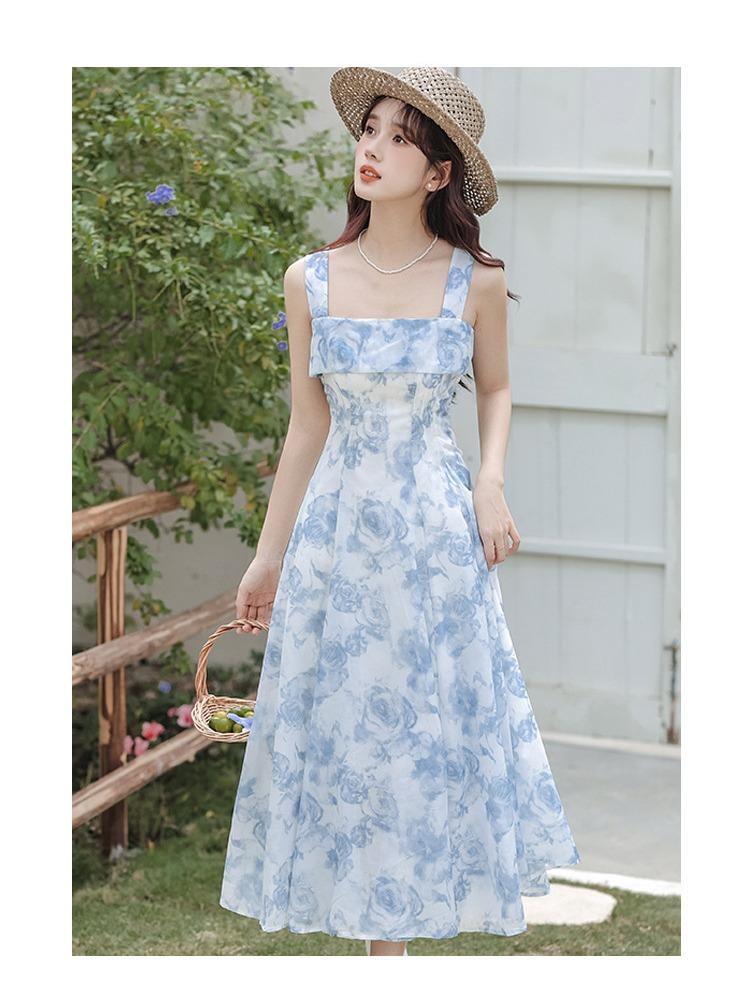 Vintage Floral Two-piece Dress Women 2026 Summer Elegant Long Strap Dress Female Korean Style Beach Evening Party Fairy Dresses