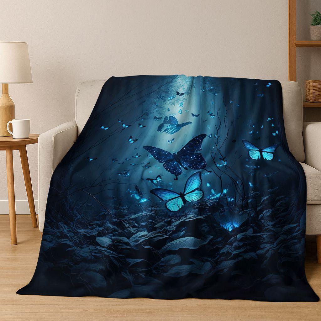 26 Style Dream Butterfly Flower Cartoon Flannel Blanket,Cozy Soft Throw Blanket for Home Bedroom Bed Sofa Picnic Cover Gift Kids