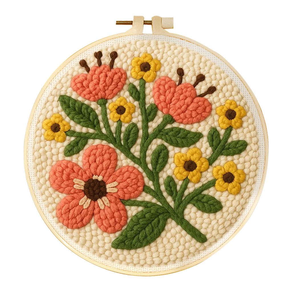 Punch Needle Embroidery Kit Floral Package Set Punch Needle Kit For Beginner Sewing Poke Handmade Crafts for Adults Diy Gift