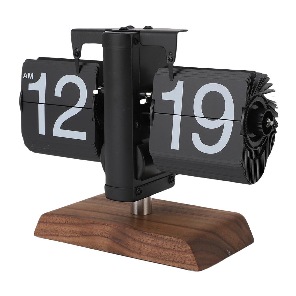 Digital   Desk Clock 12 Hours Battery Powered Retro Mechanical Auto   Down Clock with Wood Base for Living Room