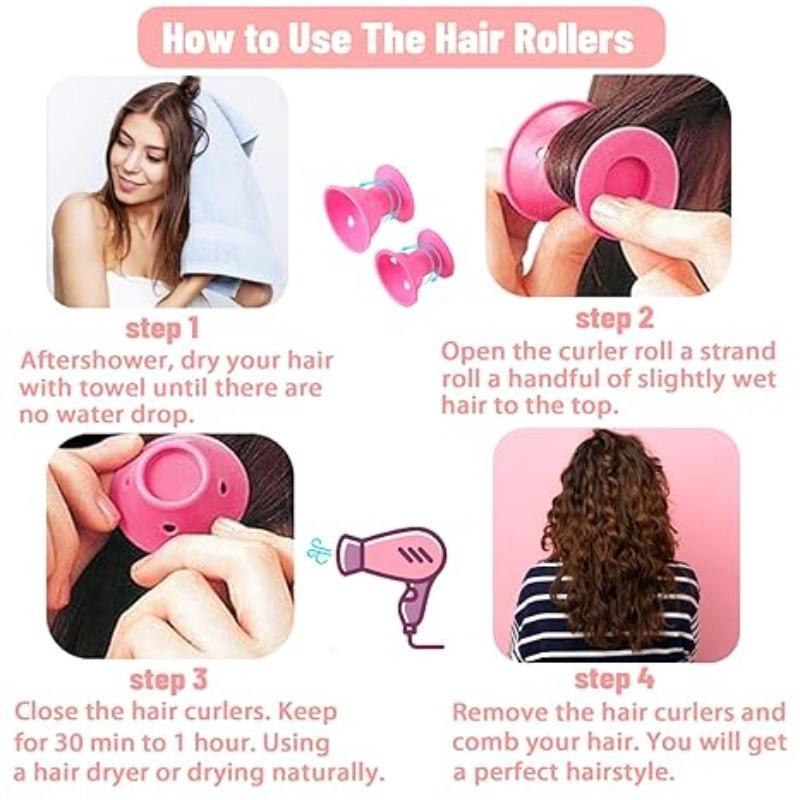 10pcs Soft Silicone Hair Curlers No Heat Mushroom Rollers for Sleep-in Hair Styling