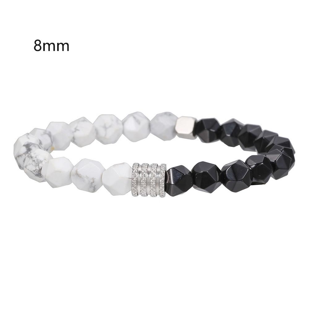 Minimalist White Turquoise Beaded Bracelet For Men And Women With Geometric Hexagon Design