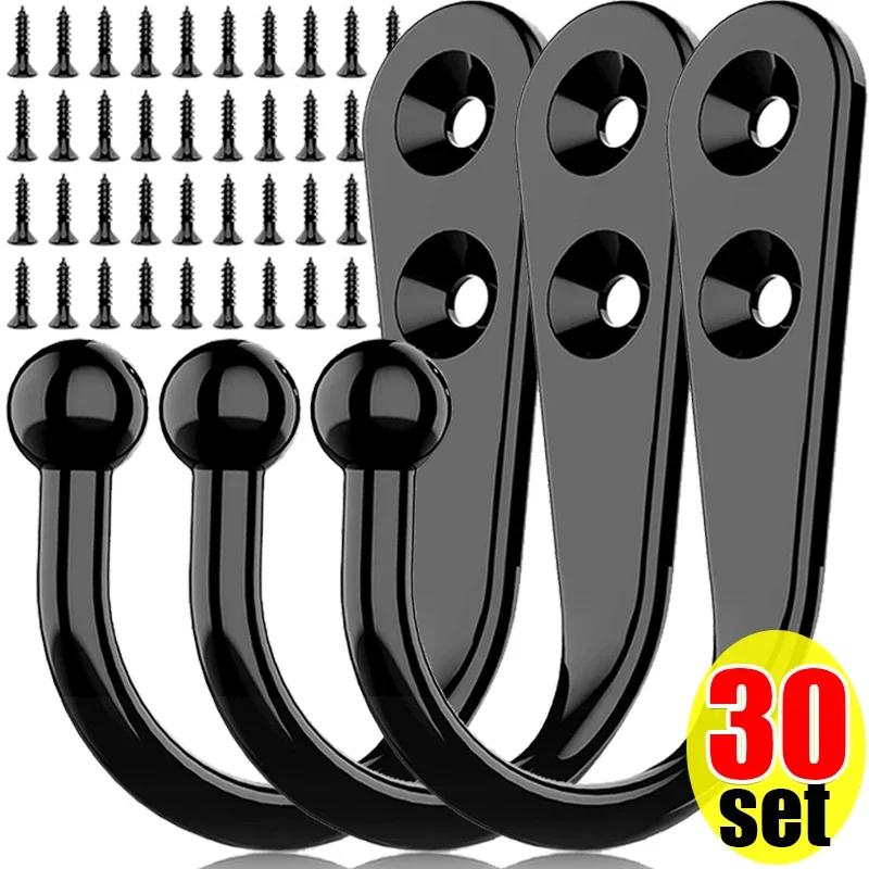 

1-30 Sets Alloy Wall Hooks with Stainless Steel Screws Durable Heavy-Duty Hanging for Kitchen Bathroom Storage Rack Wall Mounted 1 Set чёрный