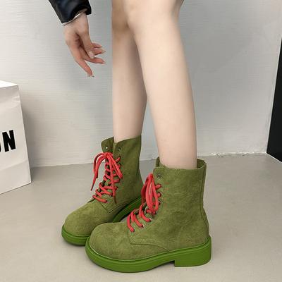 Retro matte vetersluiting Martin boots dames herfst nieuwe werkschoenen dikke zolen knappe locomotive korte laarzen