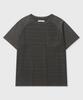 KIIMUIR [Crop] Striped Crop Washed Short Sleeve T-Shirt_Charcoal