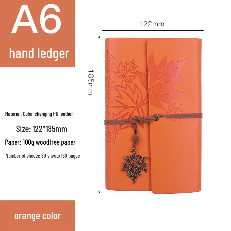 Retro Ribbon Tie Tri-fold Loose-leaf Notebook - Student Travel Notepad & Stamp Book