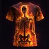 Men's Optical Illusion Hellfire Flames 3D Skeleton T Shirt Short Sleeve T Shirt 3D Print Crew Neck Shirt Exaggerated Designer Horror Party