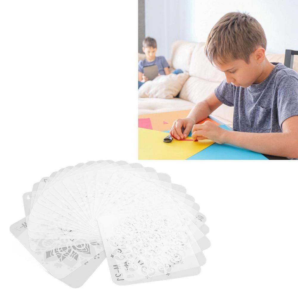 24PCS clear carved patterns stone painting templates  daily pattern drafting creation