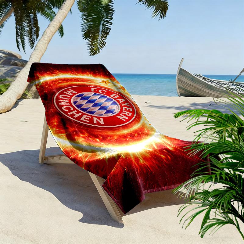 FC Bayern München Print Beach Towel, Large Soft Quick Dry Towel for Beach Camping Swimming