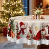 Christmas Table Cloth, Rectangular Tablecloth Santa Reindeer Snowman Tablecloth, Christmas Eve Table Cloth