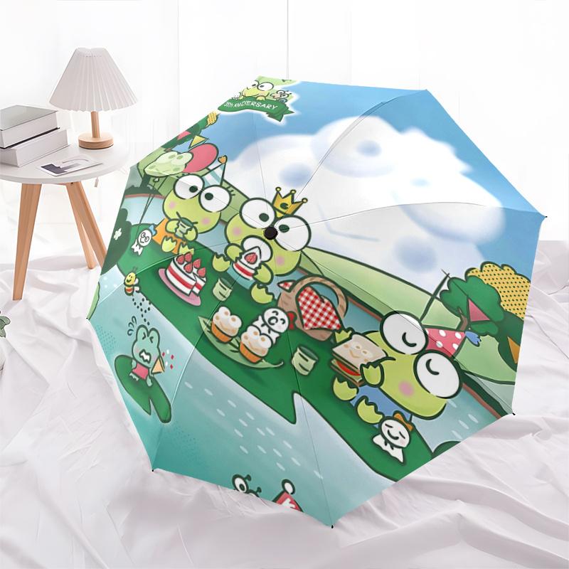 

1pc Kero Kero Keroppi 35th Anniversary Automatic Opening/Closing Umbrella with Foldable Design, Iron Frame, Outdoor Use, Festival Gift, Suitable for F