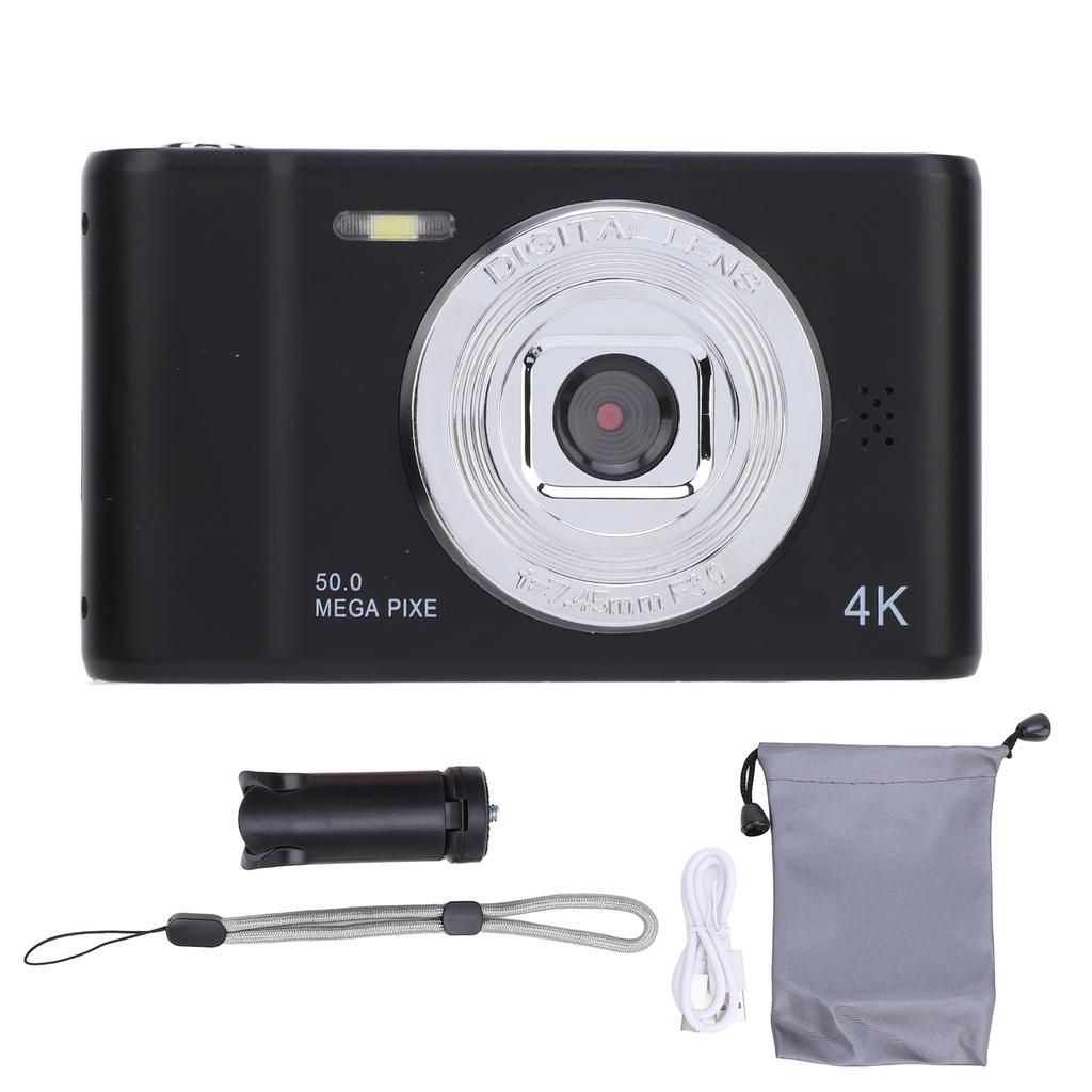 Digital Camera 50MP Dual Lens Self Adaptive Anti Shaking 2.4 Inch Screen Portable Compact Camera for Kids Students Vlog