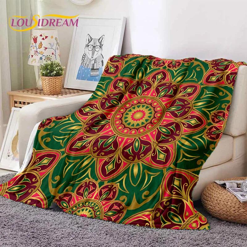 Turkey Persian Bohemian Mandala Flower Soft Flannel Blanket for Bed Bedroom Sofa Picnic,Throw Blanket for Outdoors Leisure Gift
