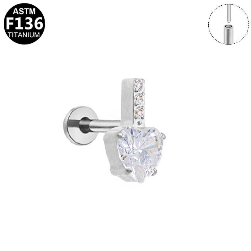 G23 Fashion Pink Zircon & Sapphire Heart Stud Earrings